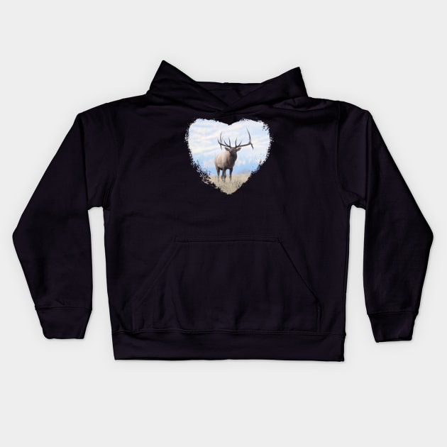 Elk in My Heart 2 Kids Hoodie by Whisperingpeaks